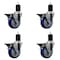 Service Caster 4'' Blue Poly Swivel 1-3/4'' Expanding Stem Caster Set with Brake, 4PK SCC-EX20S414-PPUB-BLUE-PLB-134-4 - alternate 1